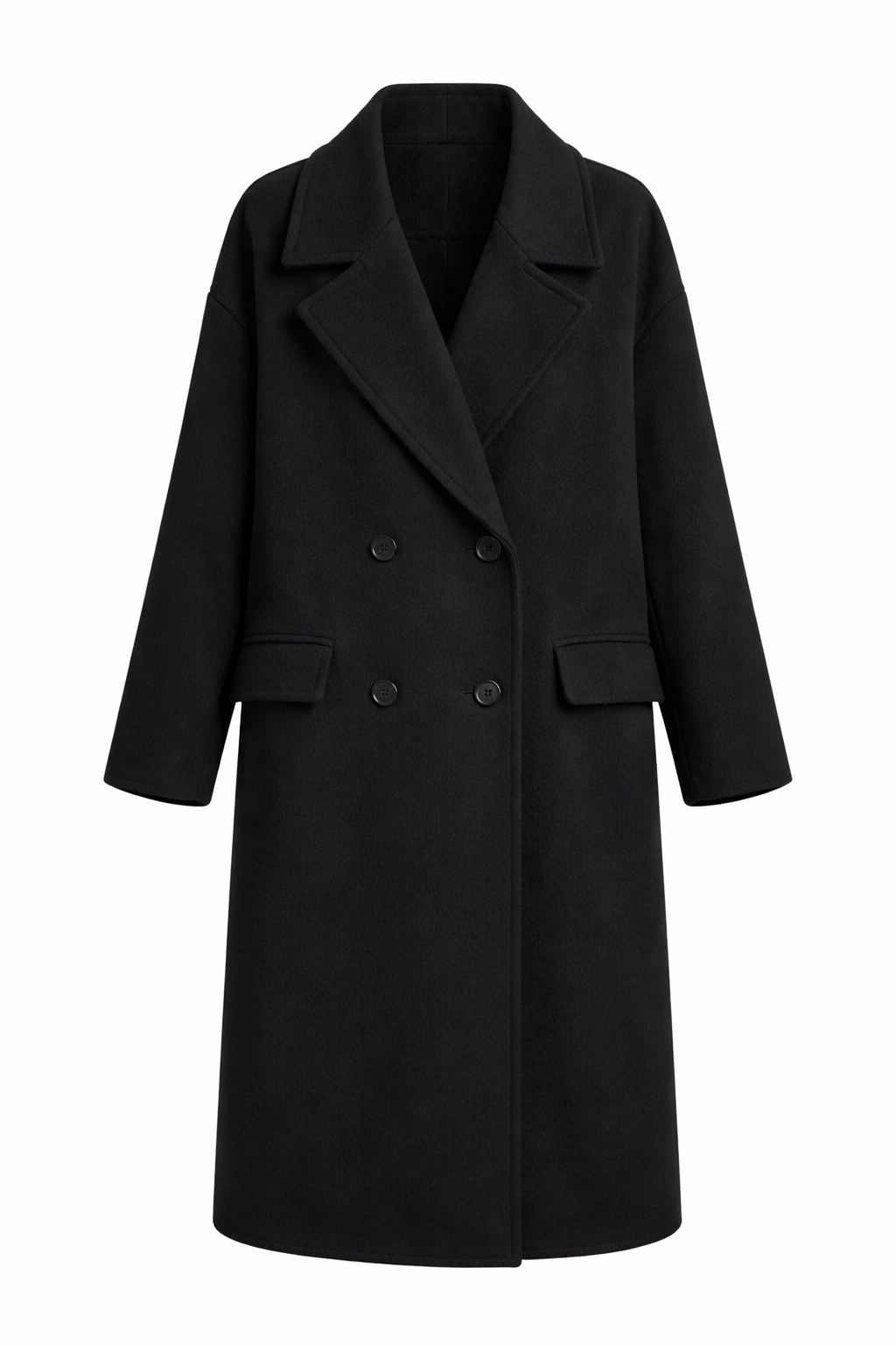 Manteau long double boutonnage coupe droite