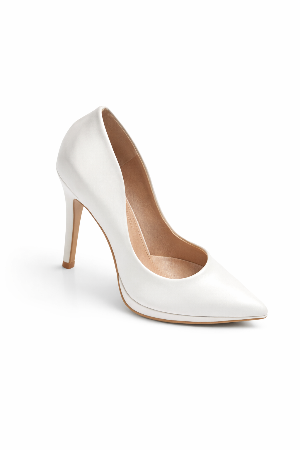 Escarpin blanc à talon aiguille et bout pointu