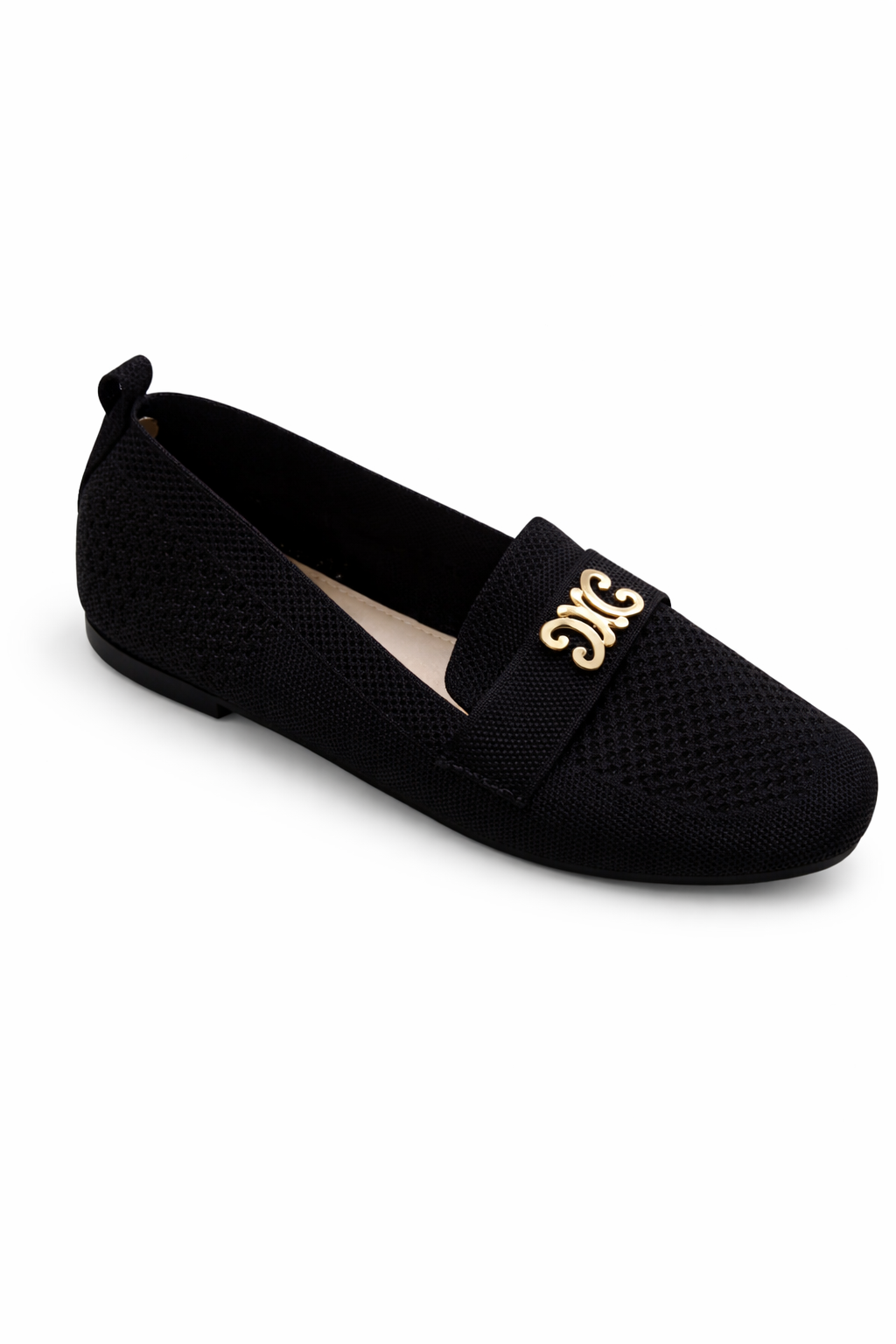 Mocassins slip-on en maille respirante avec ornement métallique doré