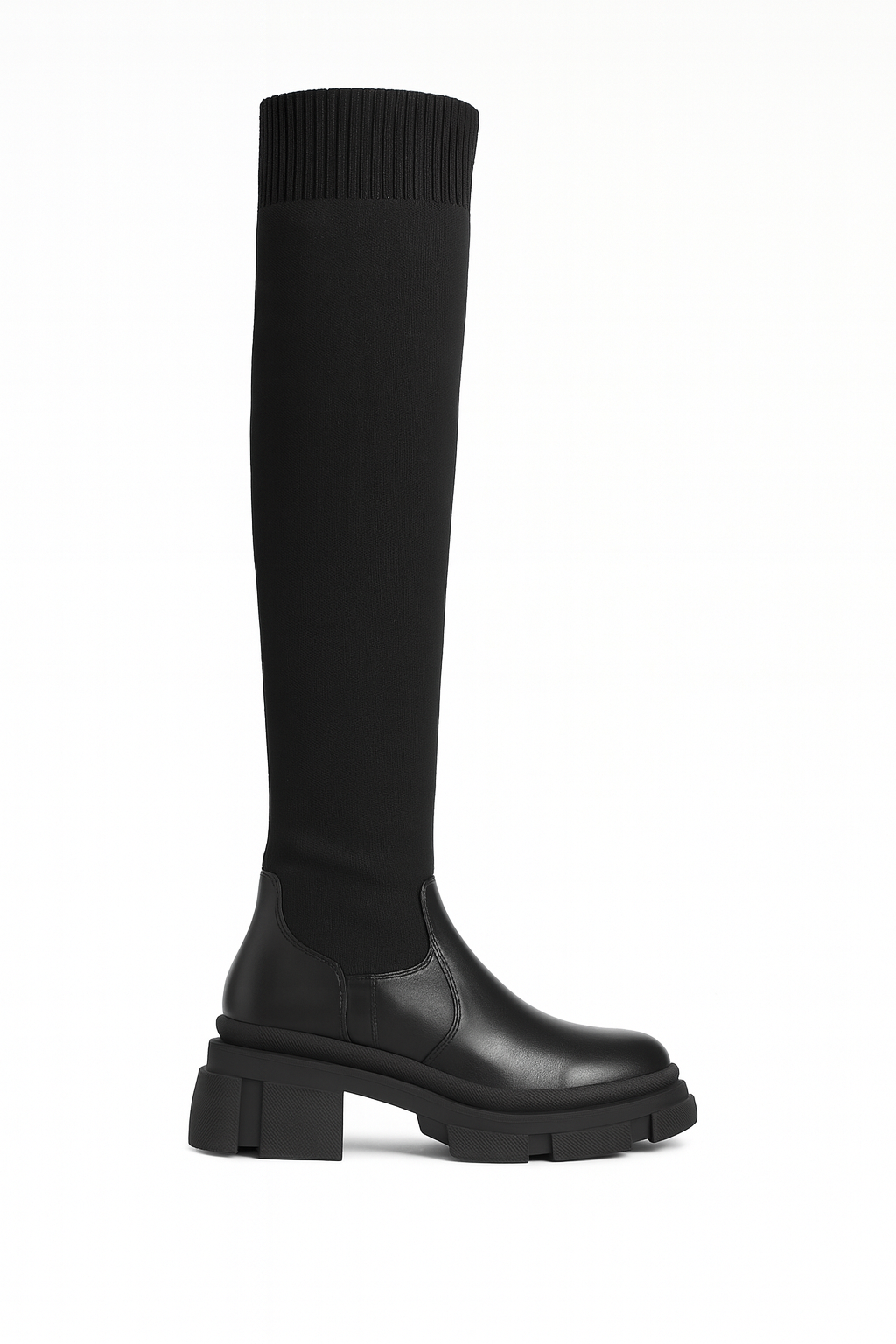 Bottes chaussette noire à semelle épaisse