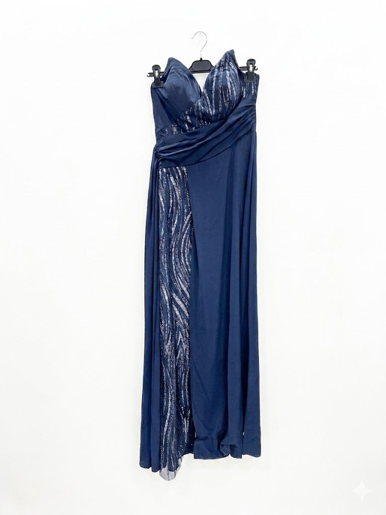 Robe bustier fendue avec sequins et laçage au dos