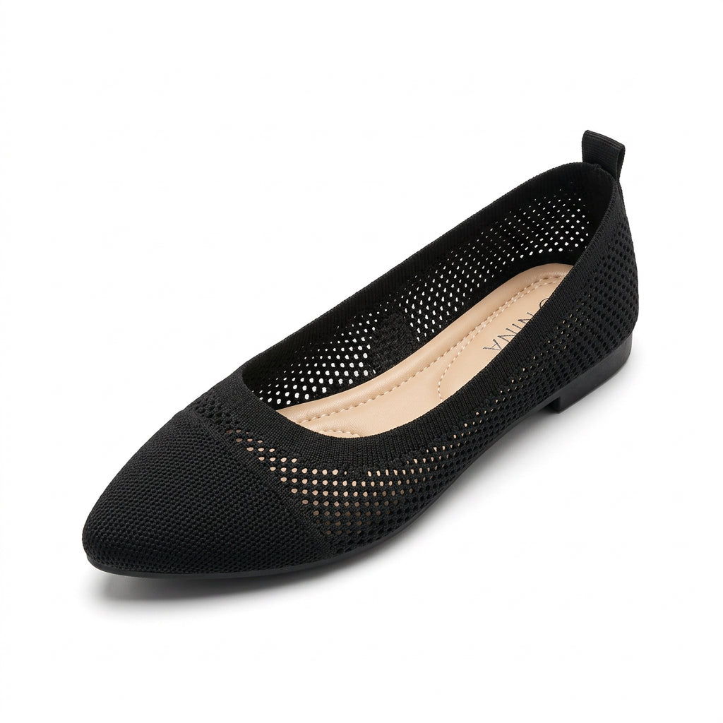 Ballerine plate en maille résille, bout pointu