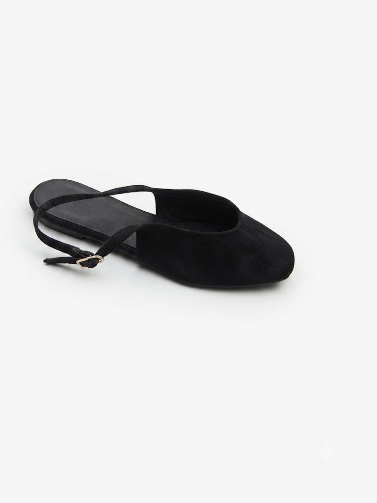Ballerine slingback en suédine, bout rond