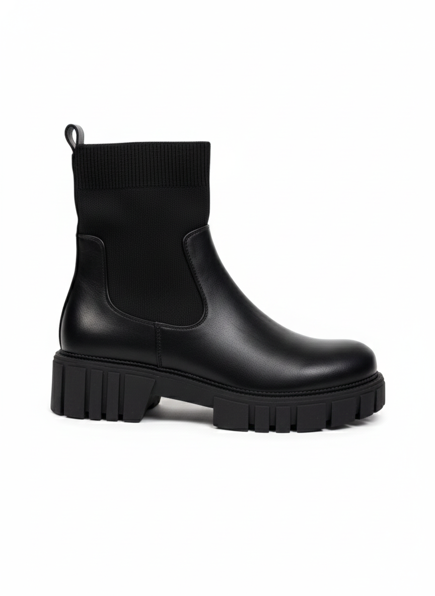 Bottines noires stretch semelle épaisse