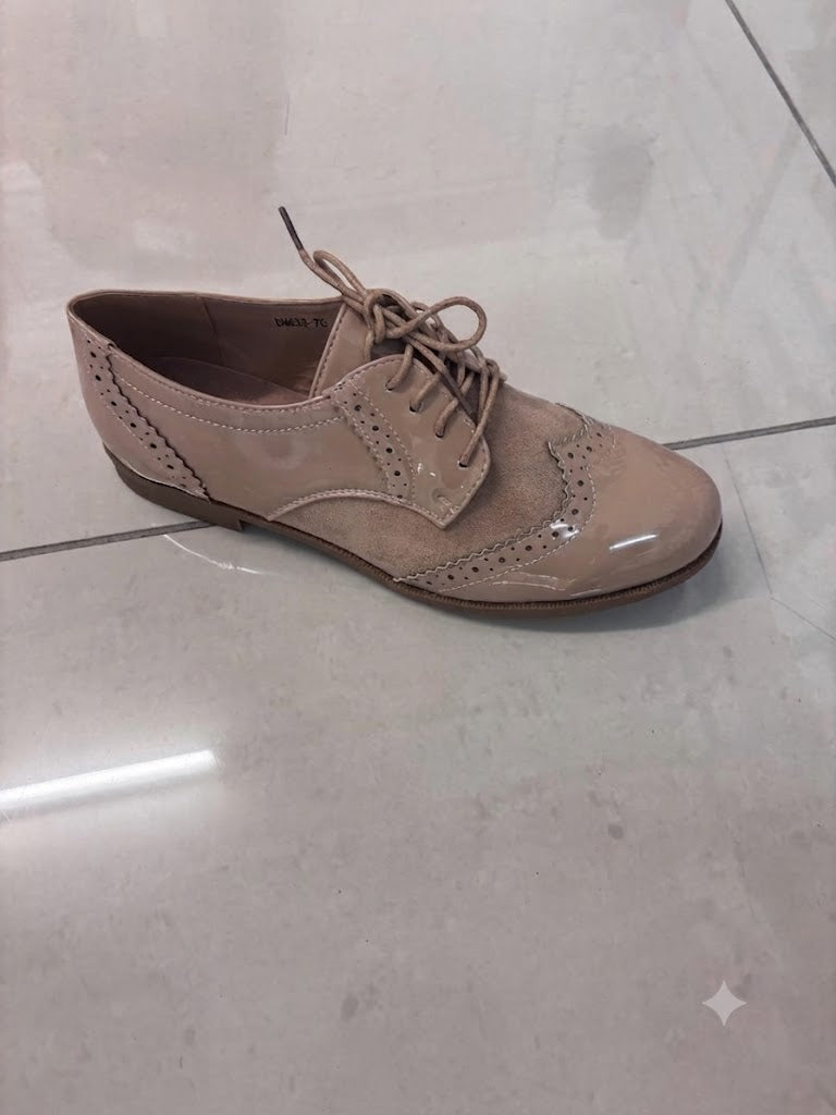 Derby à lacets beige façon richelieu bicolore