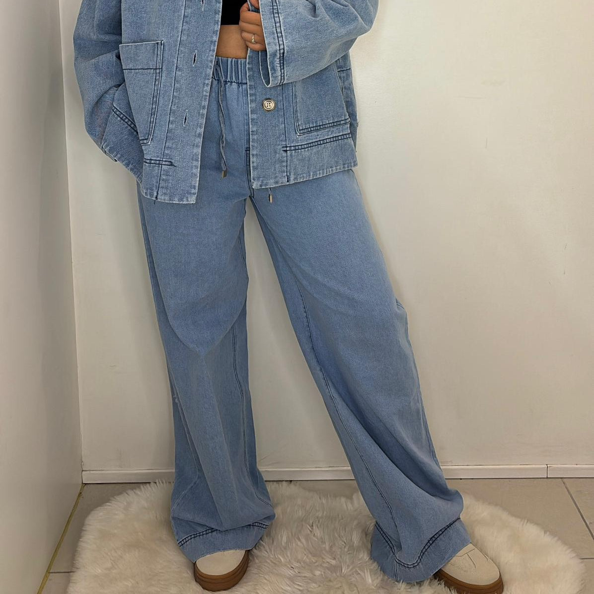 Pantalon denim large