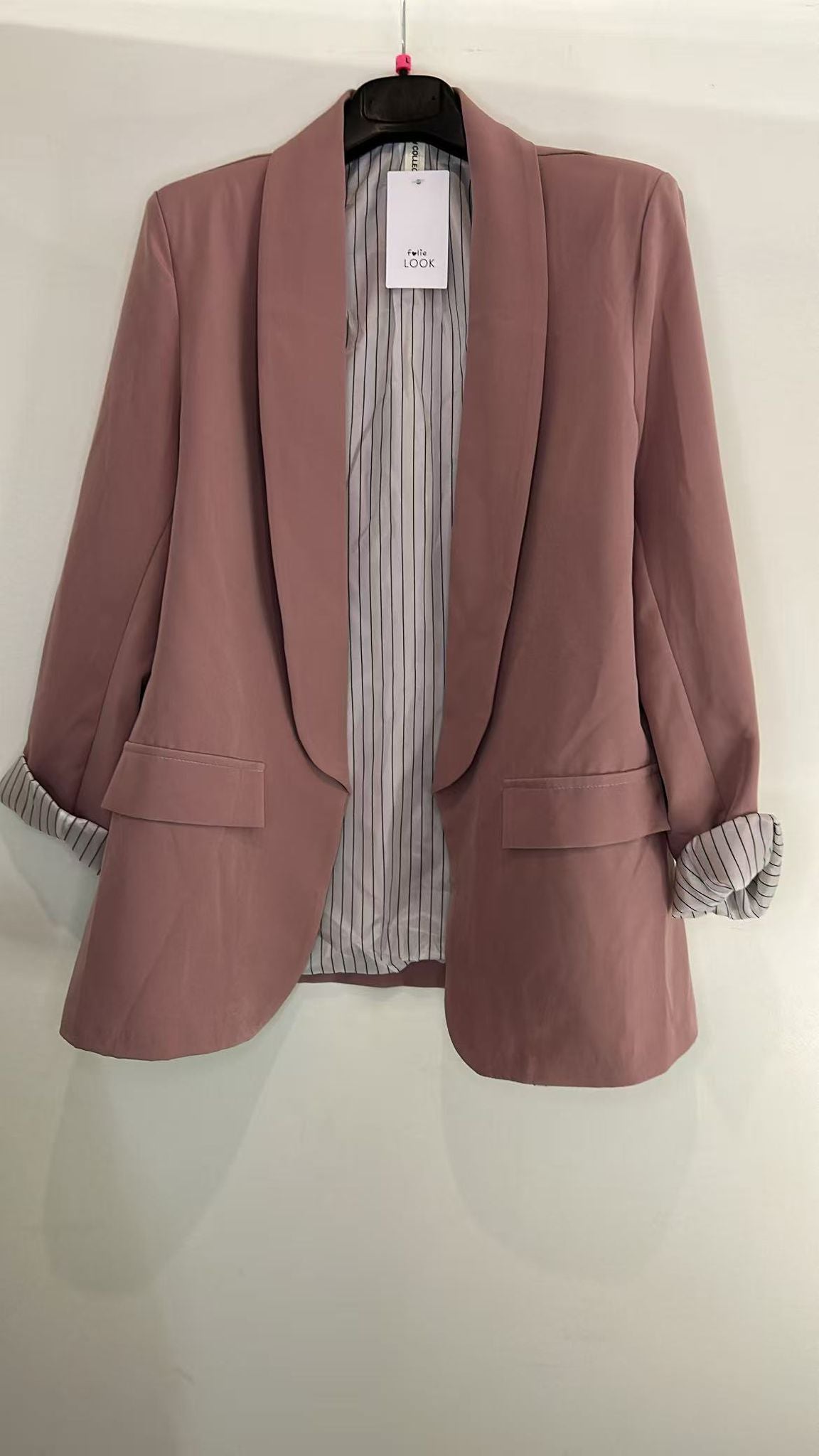 Veste blazer fluide noire à revers rayés