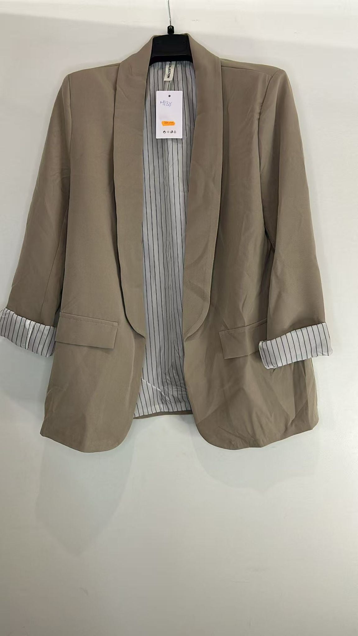 Veste blazer fluide noire à revers rayés