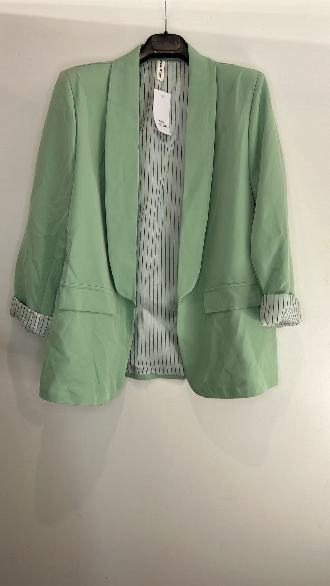 Veste blazer fluide noire à revers rayés