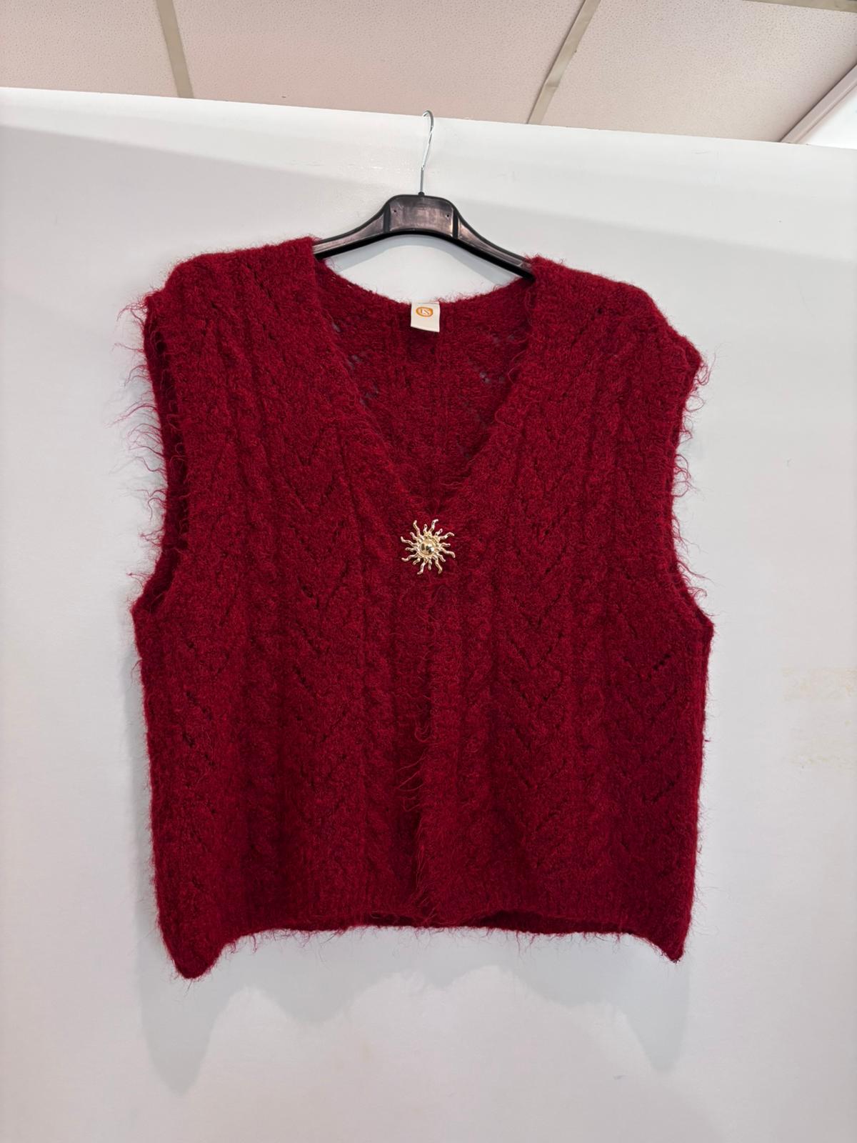 Gilet sans manches en maille ajourée