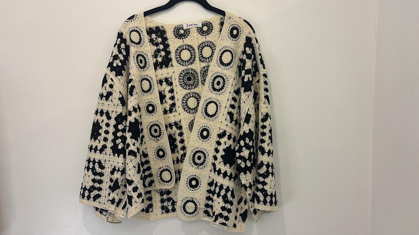 Gilet crochet à motifs géométriques