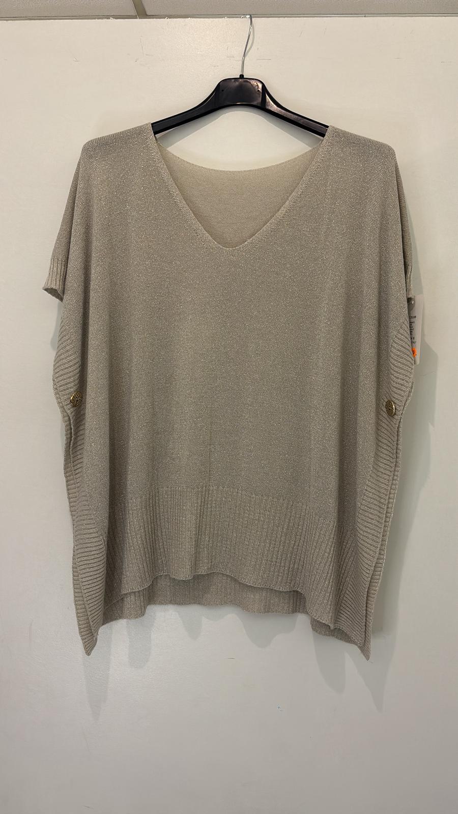 Poncho pull pailleté à boutons latéraux