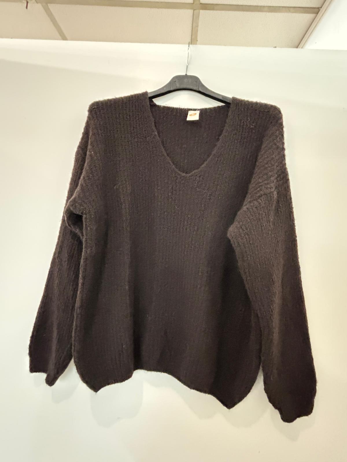 Pull oversize col V en maille douce