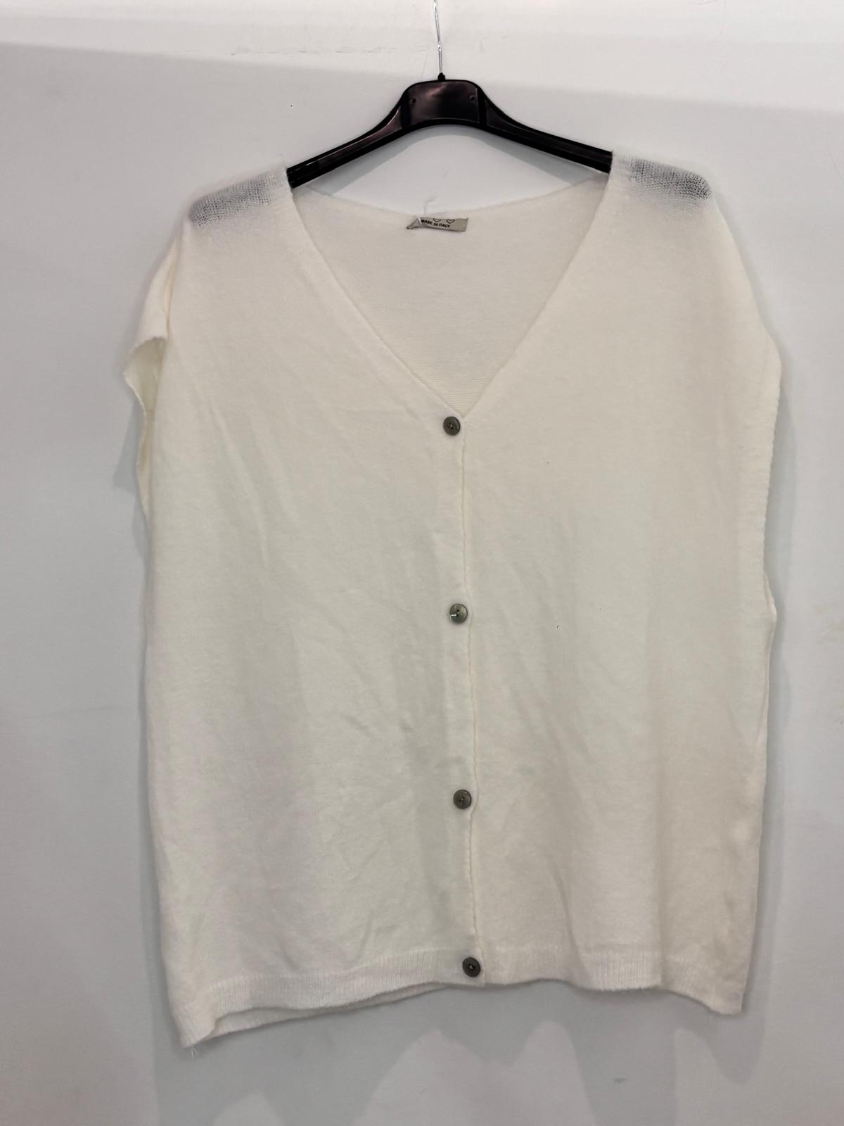 Top en maille à boutons – coupe ample et col V