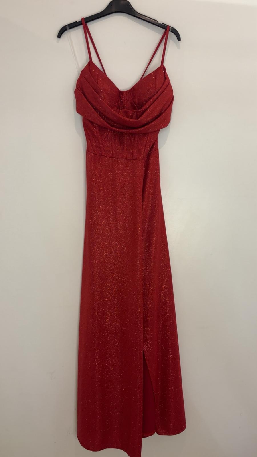 Robe de soirée longue bicolore effet pailleté