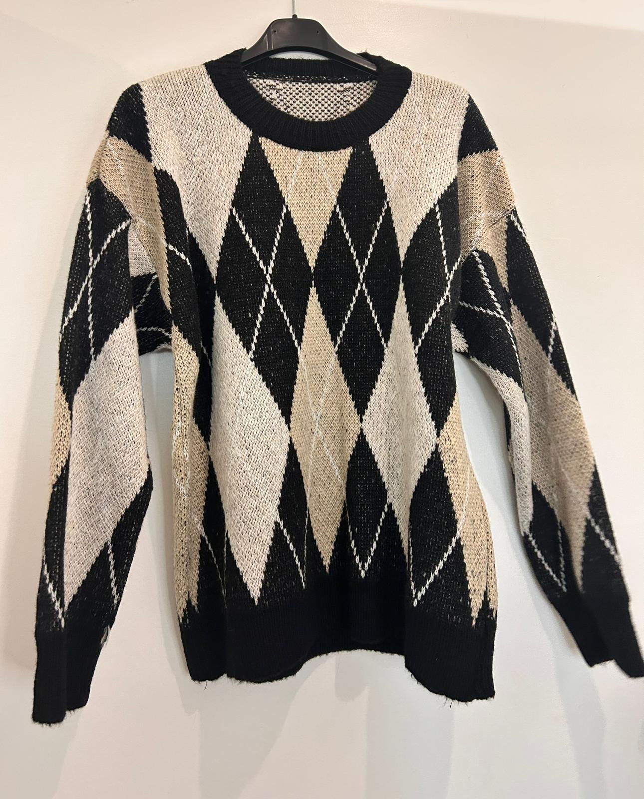 Pull motif argyle maille