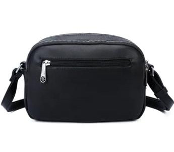 Sac bandoulière noir compact à double compartiment fermeture zippée