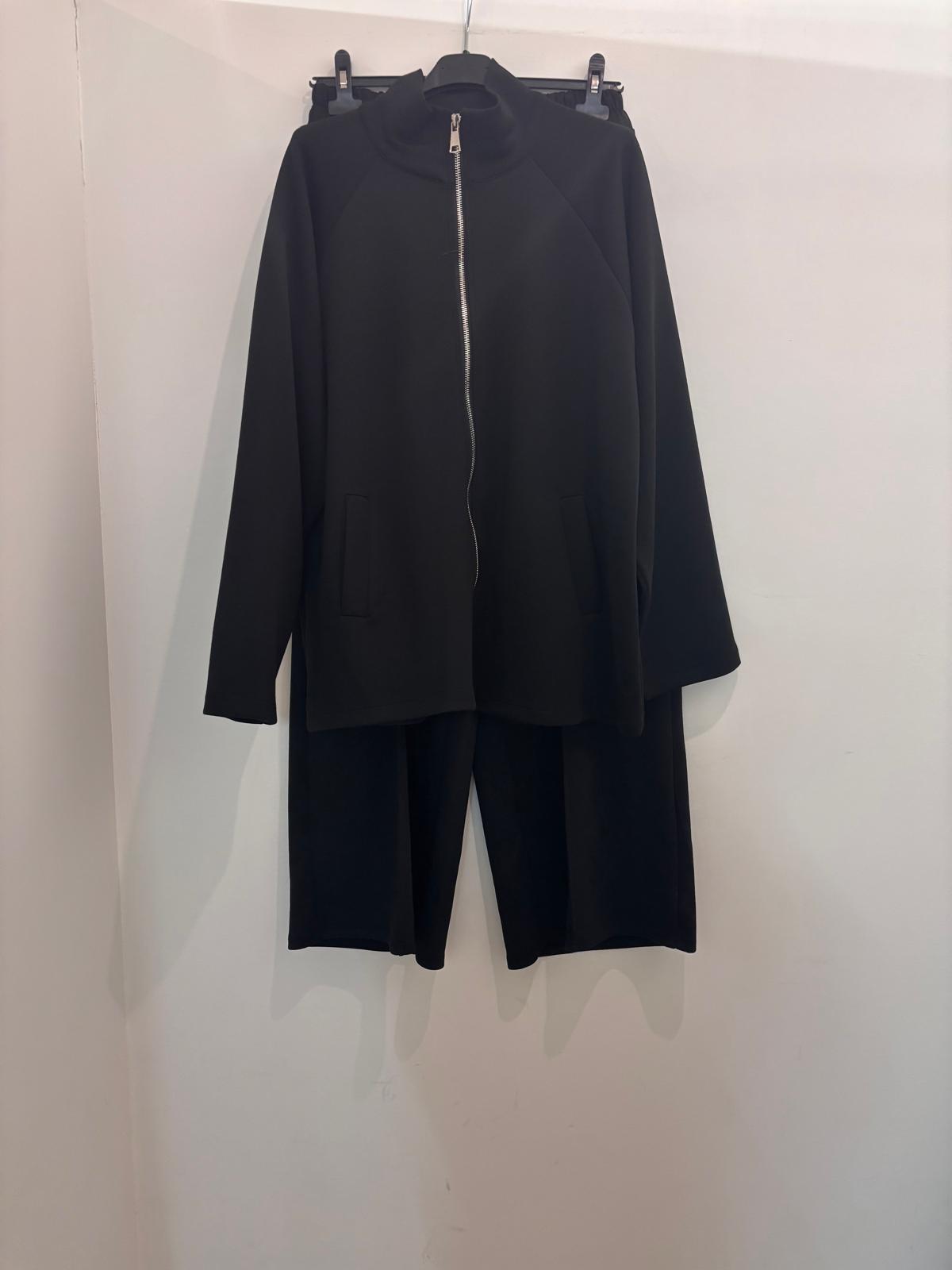 Ensemble oversize zippé veste ample à col montant et pantalon fluide taille haute