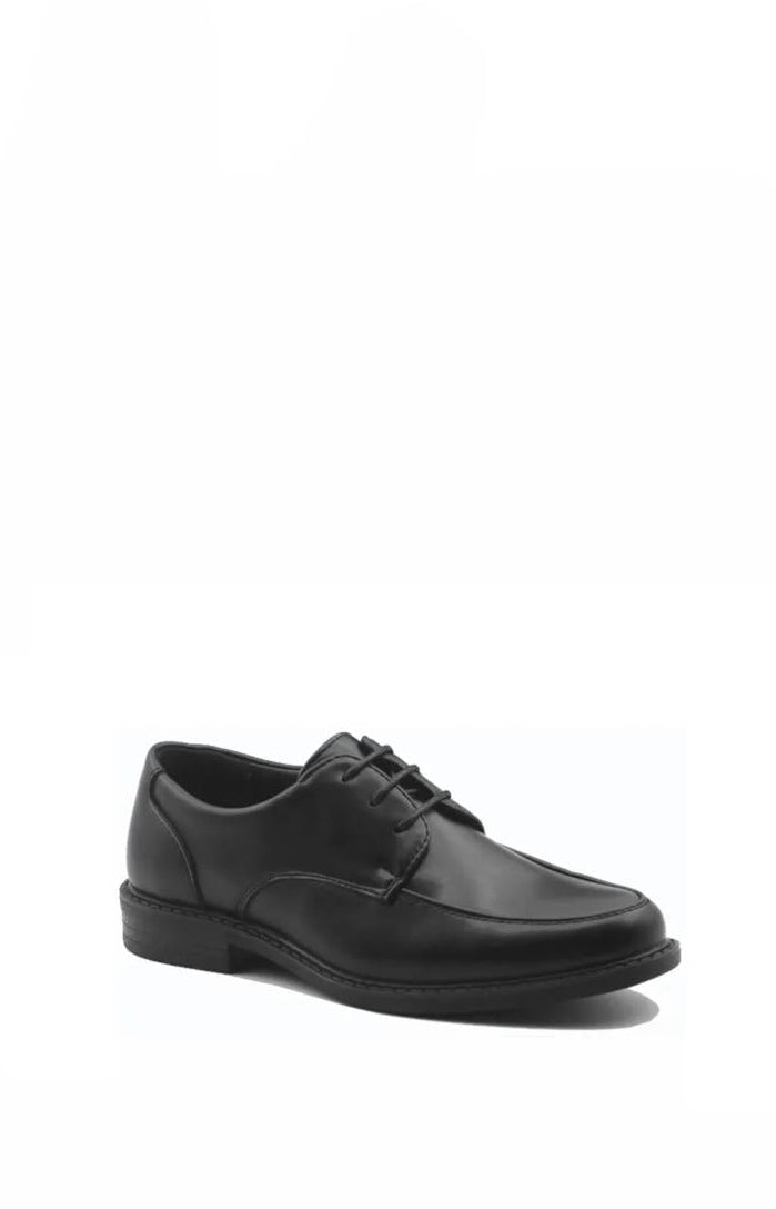 Chaussure noire à lacets style derby avec finition lisse et semelle robuste