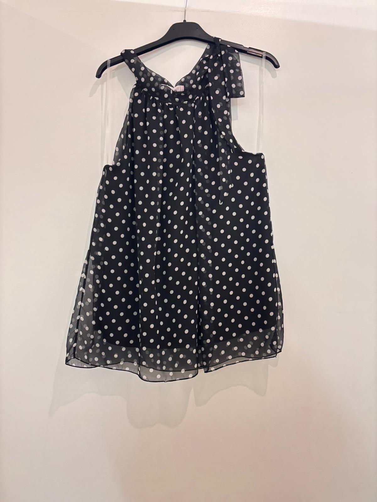 Top halter pois col montant nœud lavallière