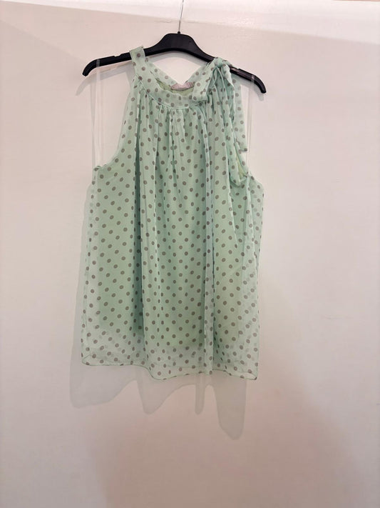 Top halter pois col montant nœud lavallière