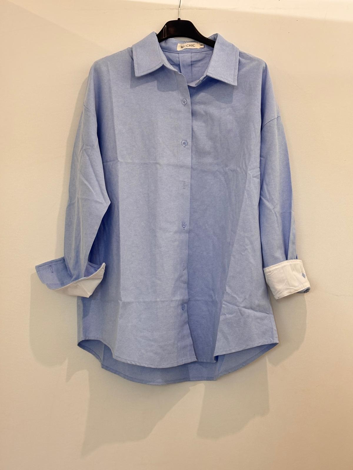 Chemise oversize à col classique et manches longues à poignets