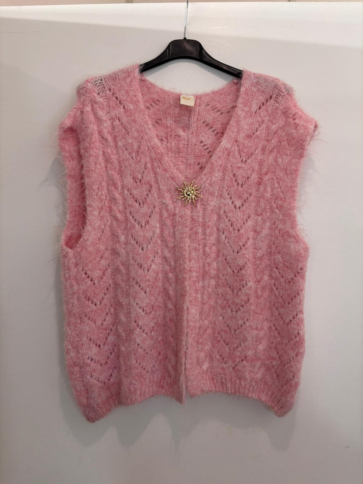 Gilet sans manches en maille ajourée