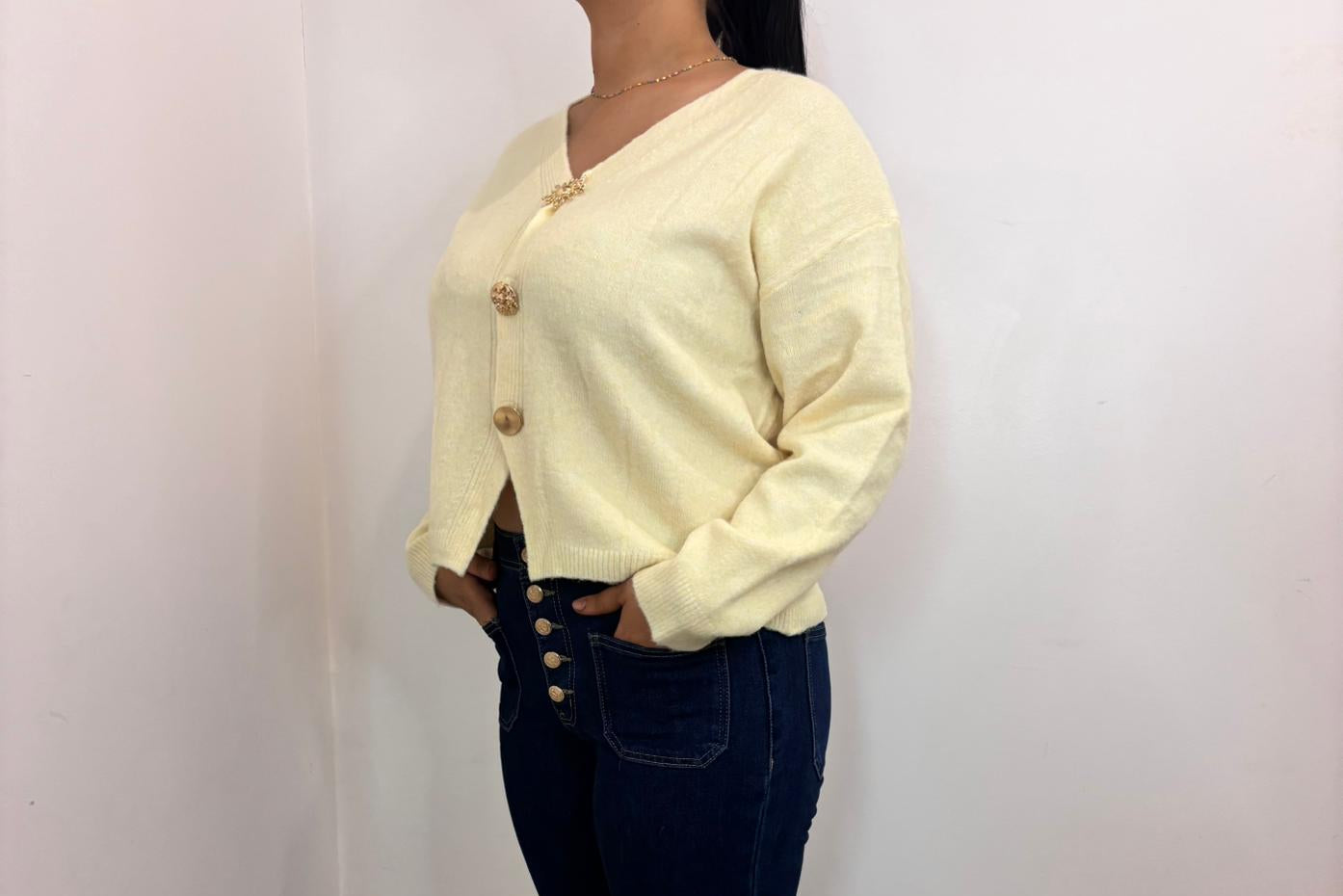 Cardigan doux à gros boutons