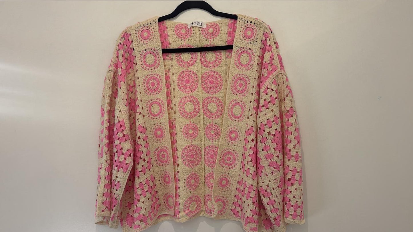Gilet crochet à motifs géométriques