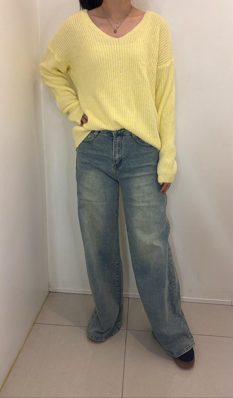 Pull oversize col V en maille douce