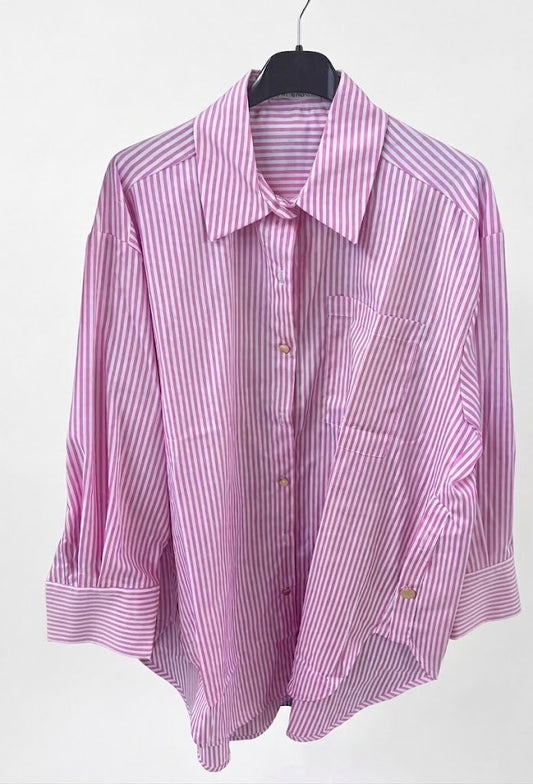 Chemise oversize à fines rayures