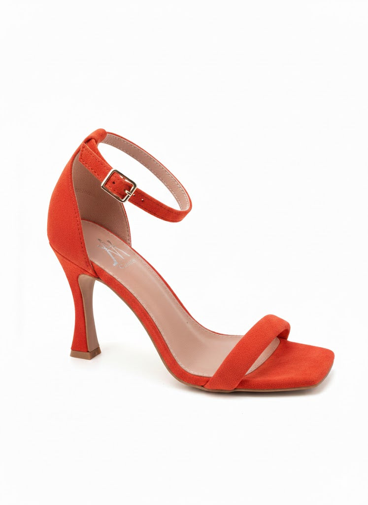 Sandales orange à talon fin
