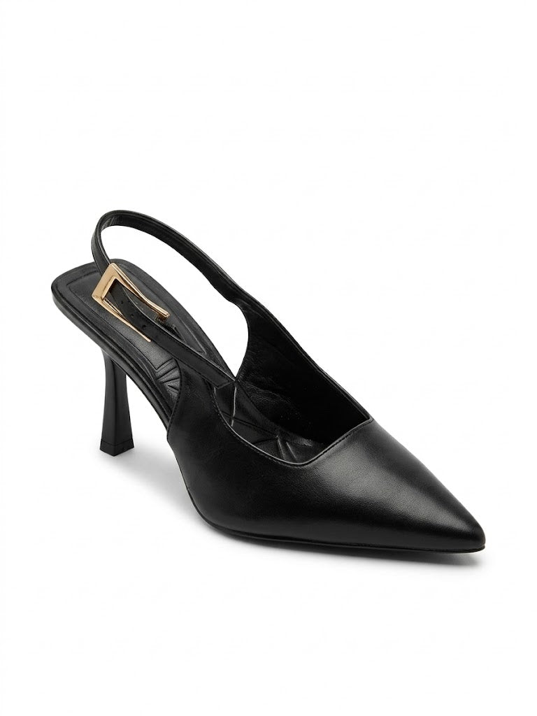Escarpins slingback à bout pointu avec détail bijou et talon fin