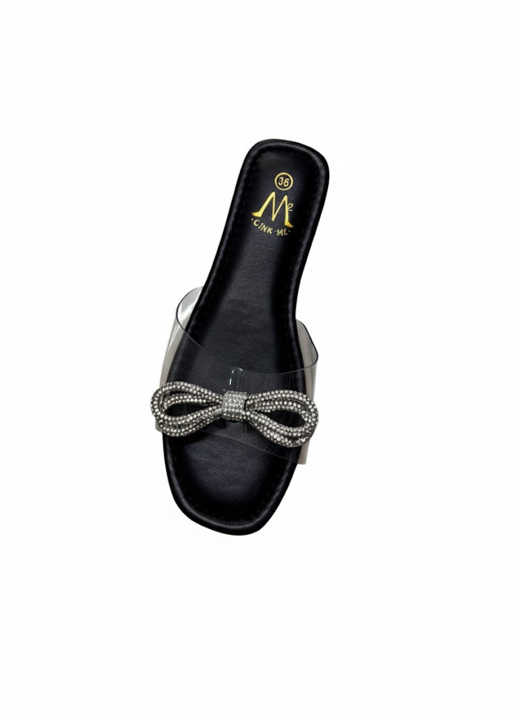 Sandale à brides transparentes et strass