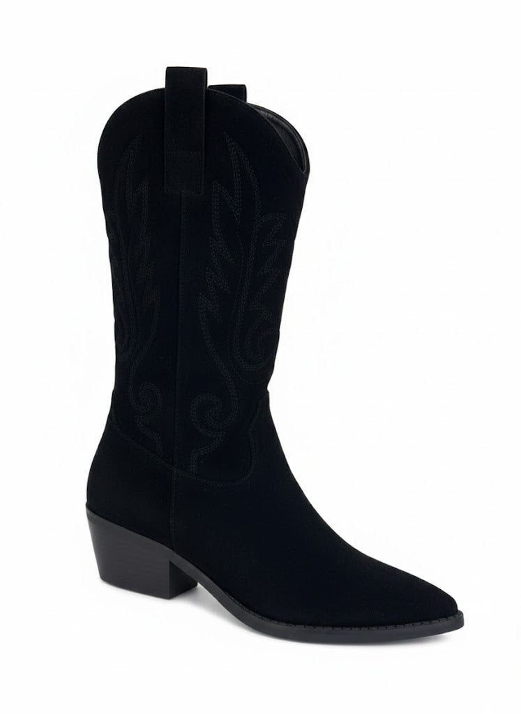 Bottes western à surpiqûres décoratives