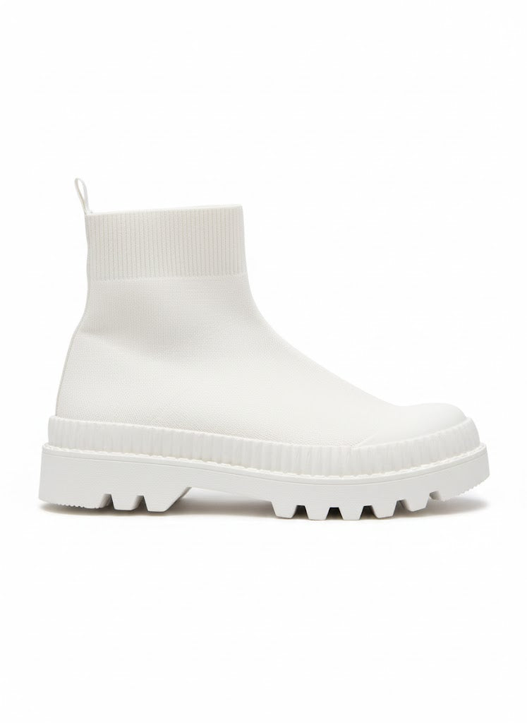 Bottines chaussette blanche à semelle XXL
