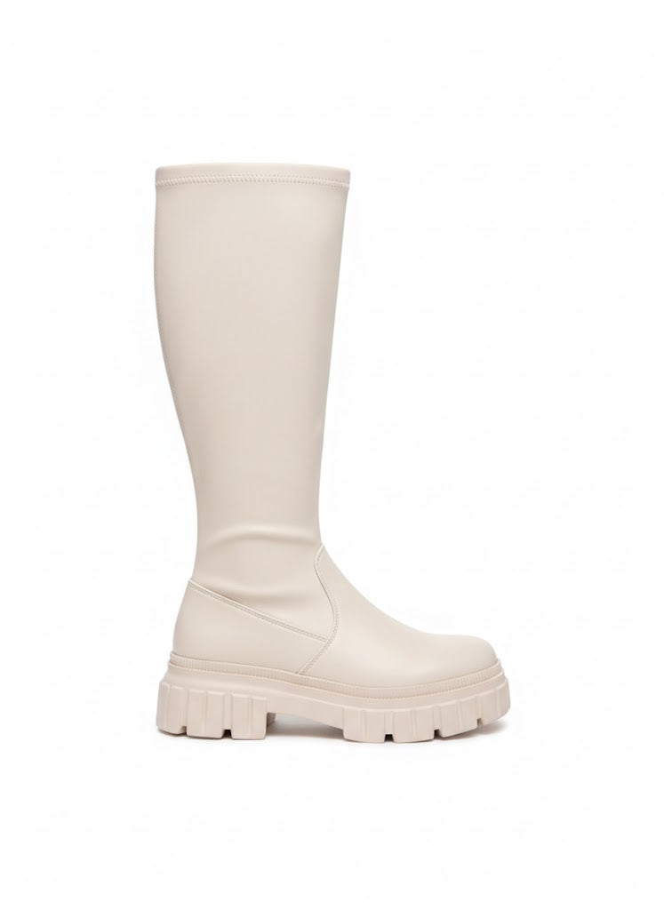 Bottes beige à semelle crantée
