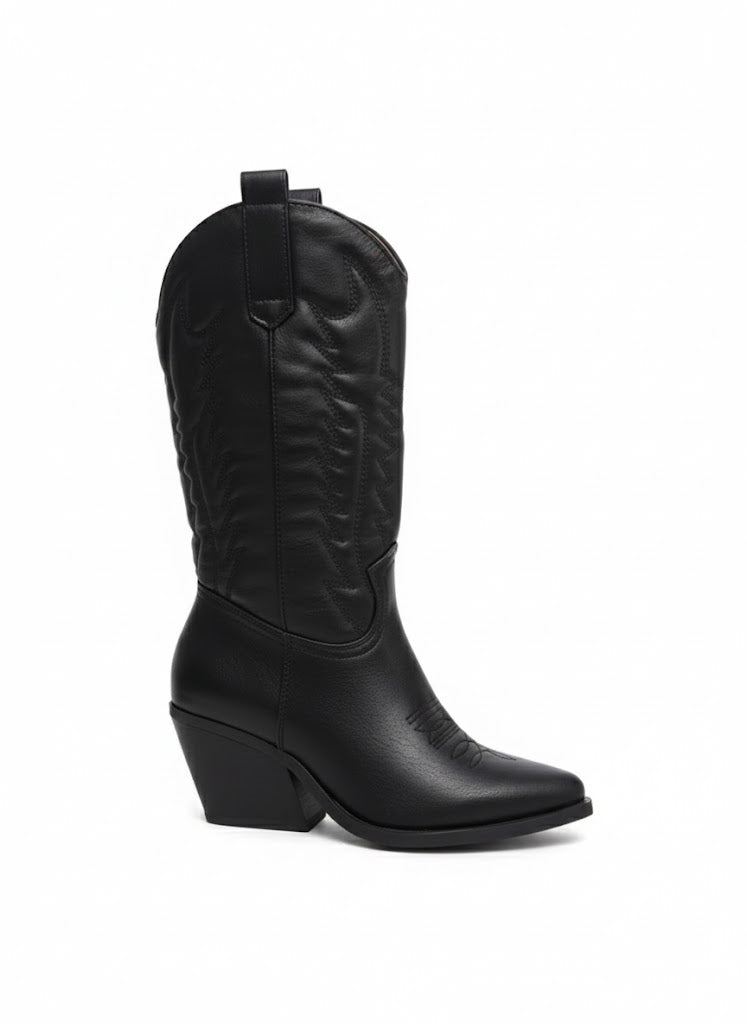Bottes western noire à talon biseauté
