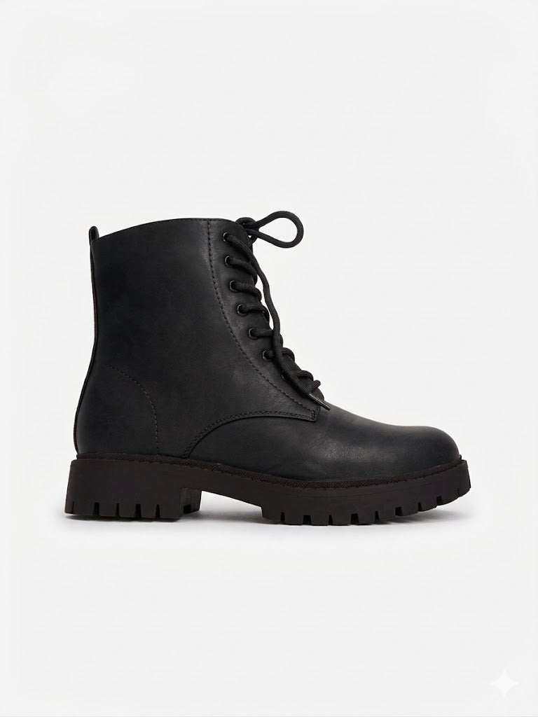 Bottines à lacets avec semelle crantée