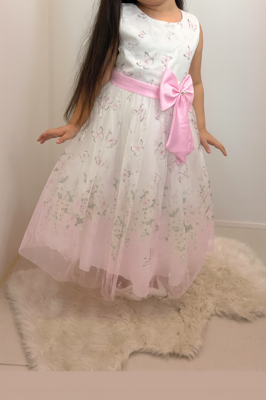 Robe avec papillons 3D & motif floral dégradé