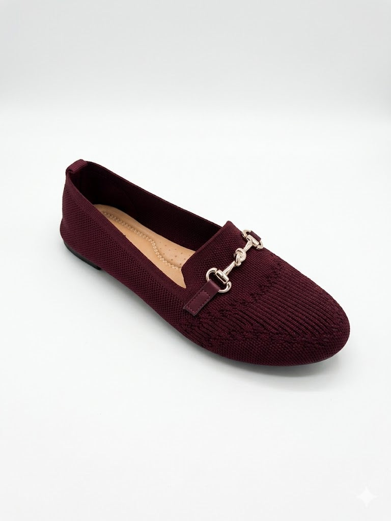 Mocassin en tissu tricoté avec détail mors argenté