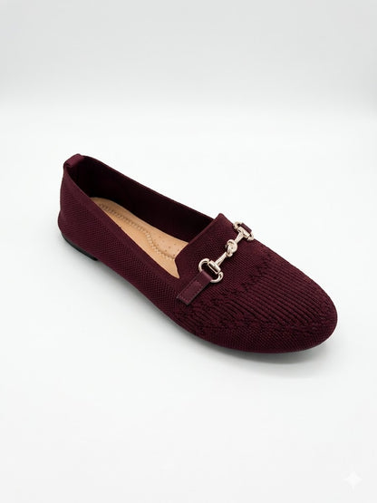 Mocassin en tissu tricoté avec détail mors argenté