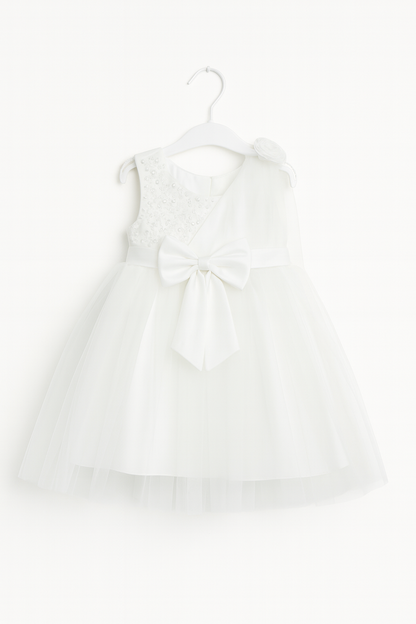 Robe en voile superposé avec grand nœud