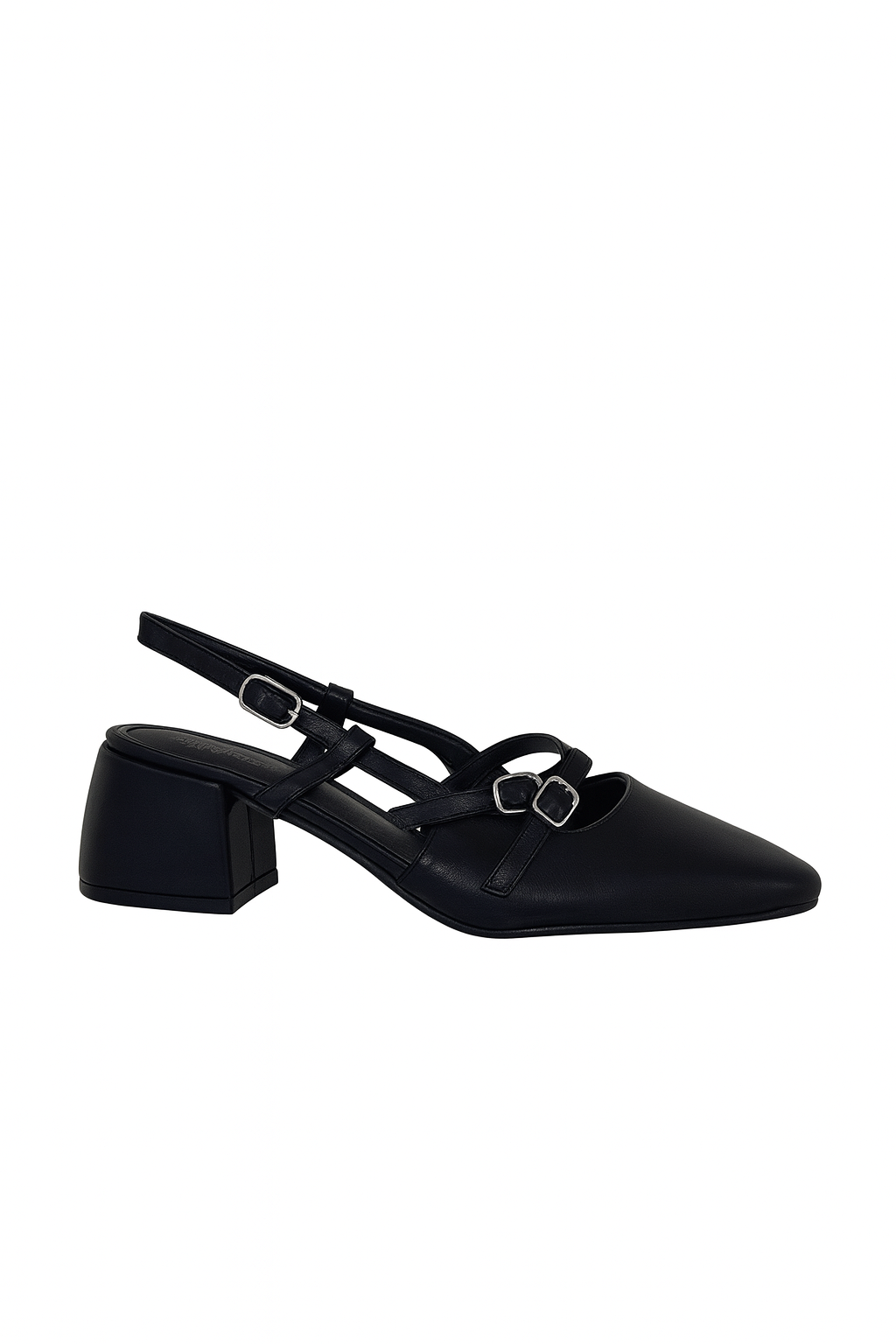 Escarpin slingback bicolore bout contrasté et brides fines