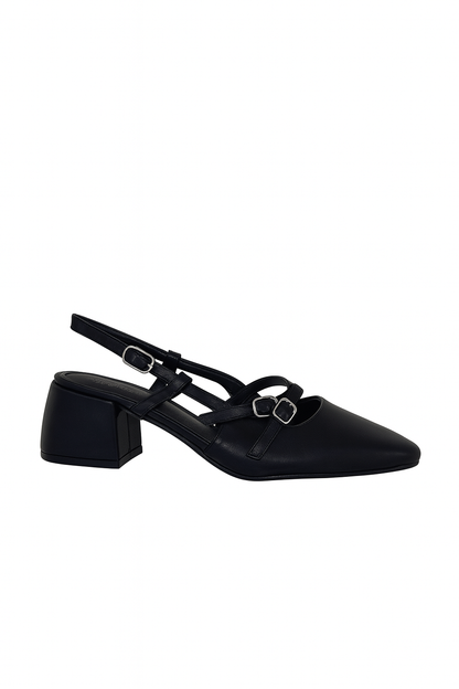Escarpin slingback bicolore bout contrasté et brides fines