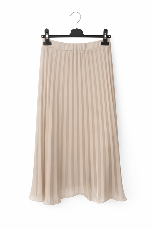 Jupe plissée longue taille élastique fluide