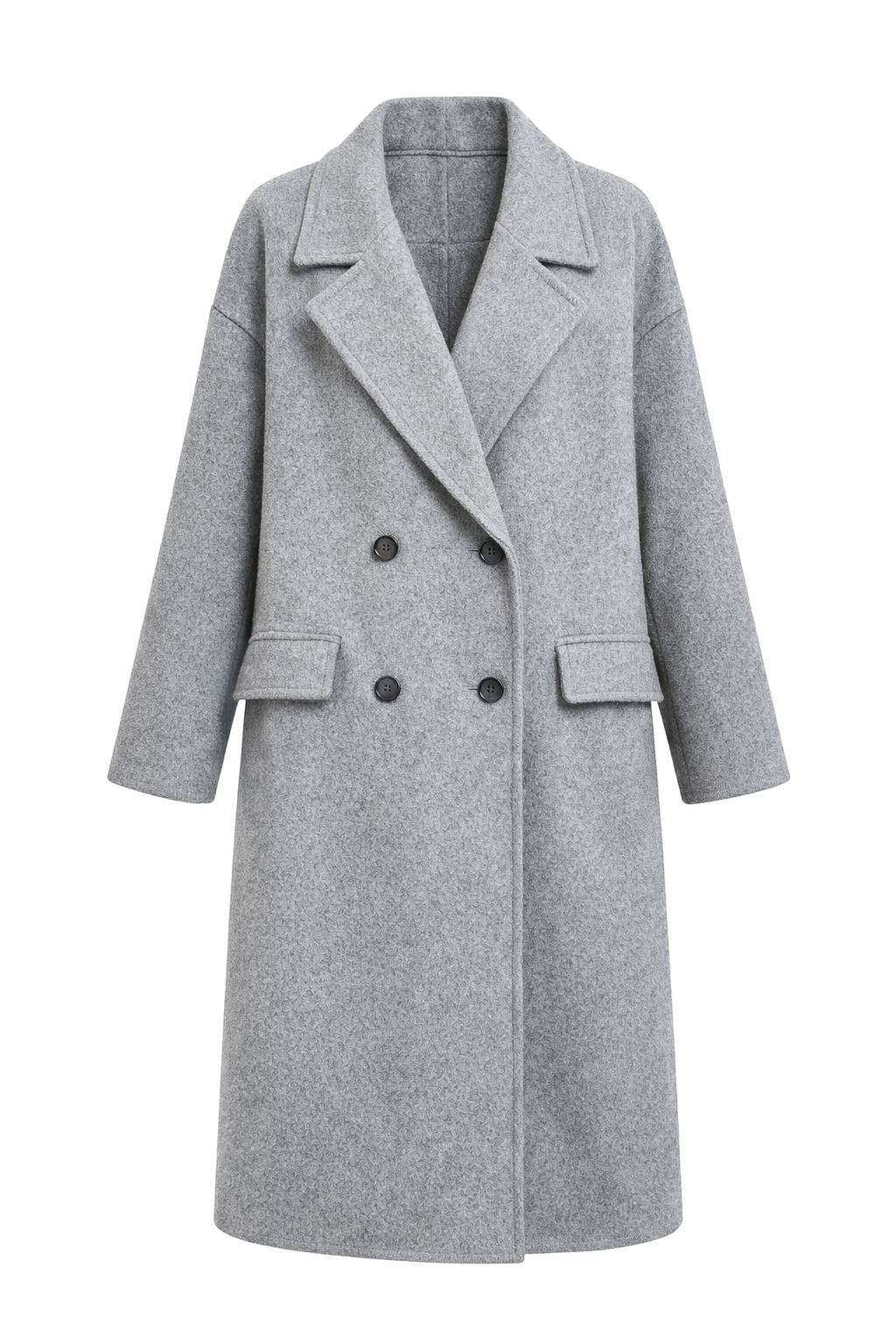 Manteau long double boutonnage coupe droite