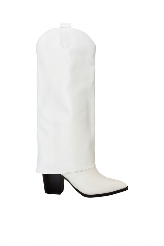 Bottes blanches western à talon