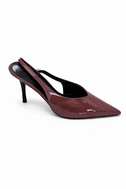 Escarpins slingback vernis à bout pointu et talon fin