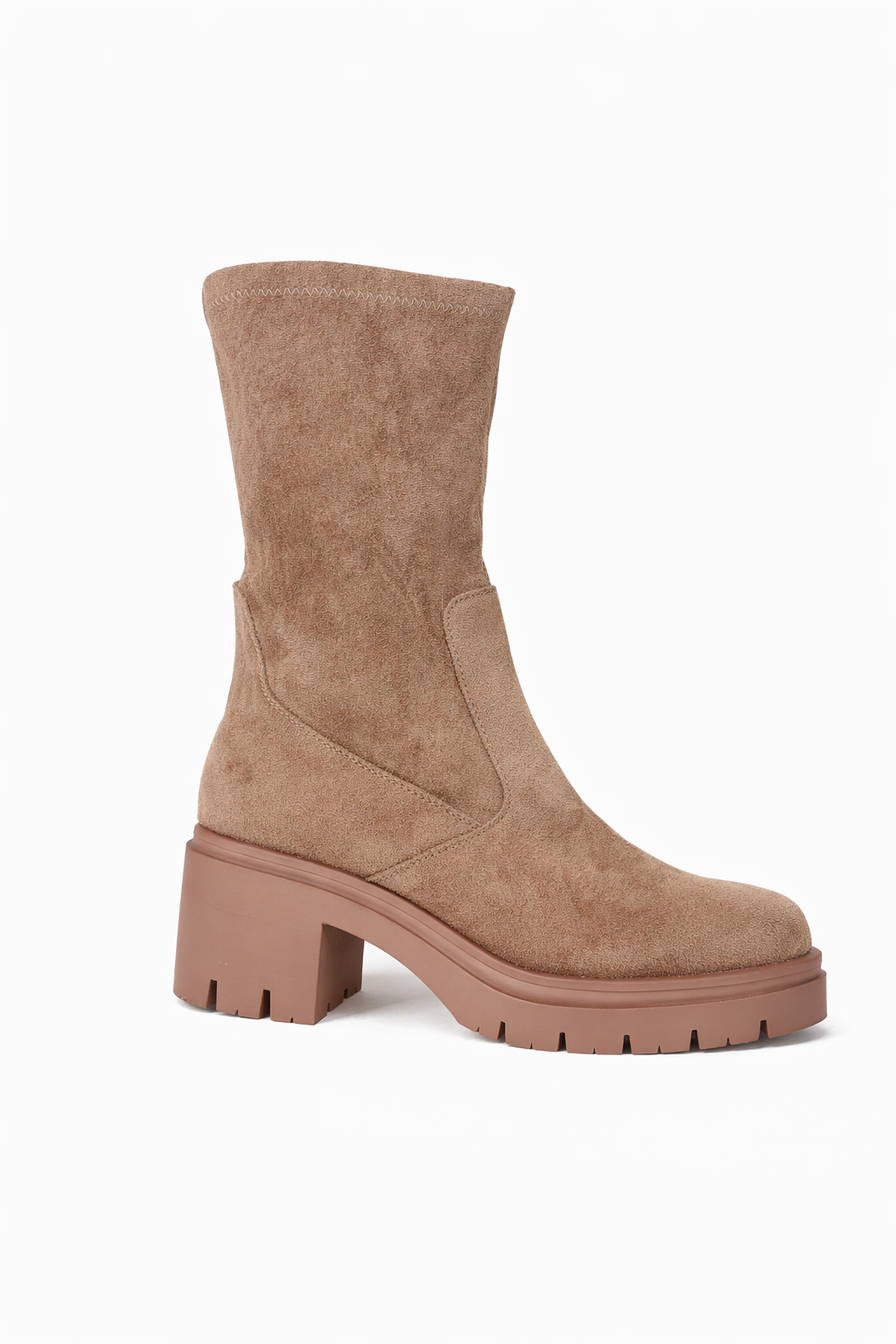 Bottines en suédine à semelle crantée épaisse